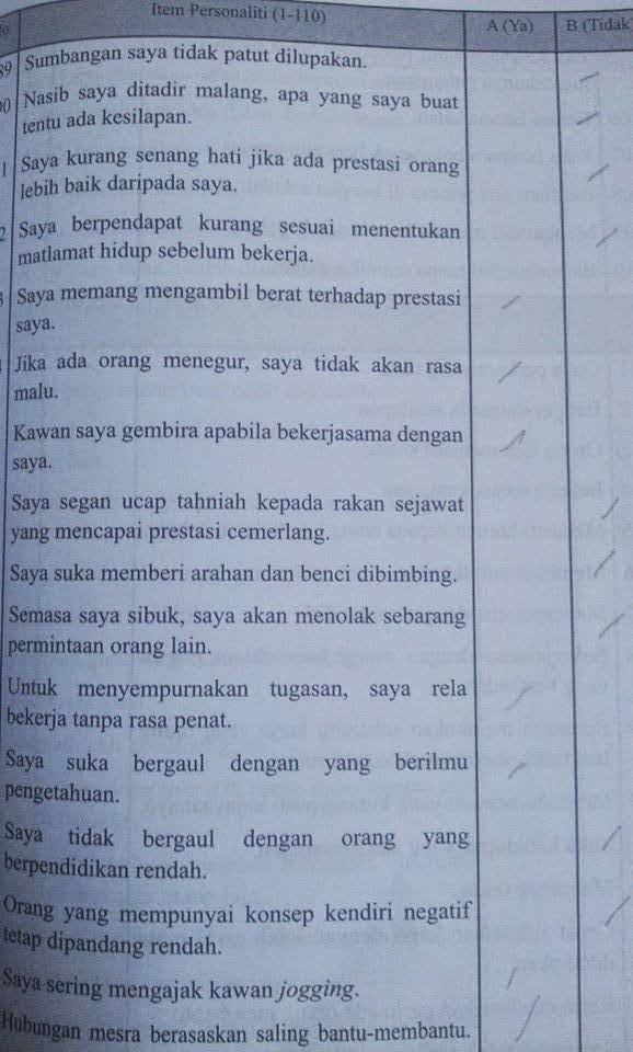 contoh soalan medsi persoanliti