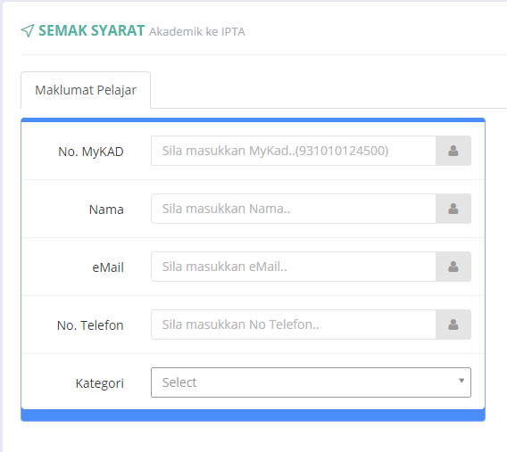 Cara guna Semak Syarat sebelum mengisi borang UPU