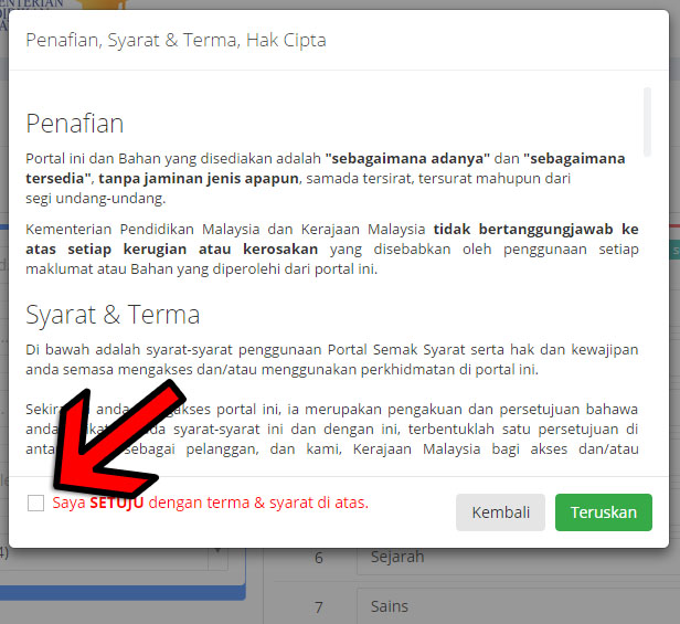Cara guna Semak Syarat sebelum mengisi borang UPU