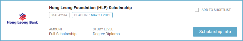 Hong Leong Foundation (HLF) Scholarship