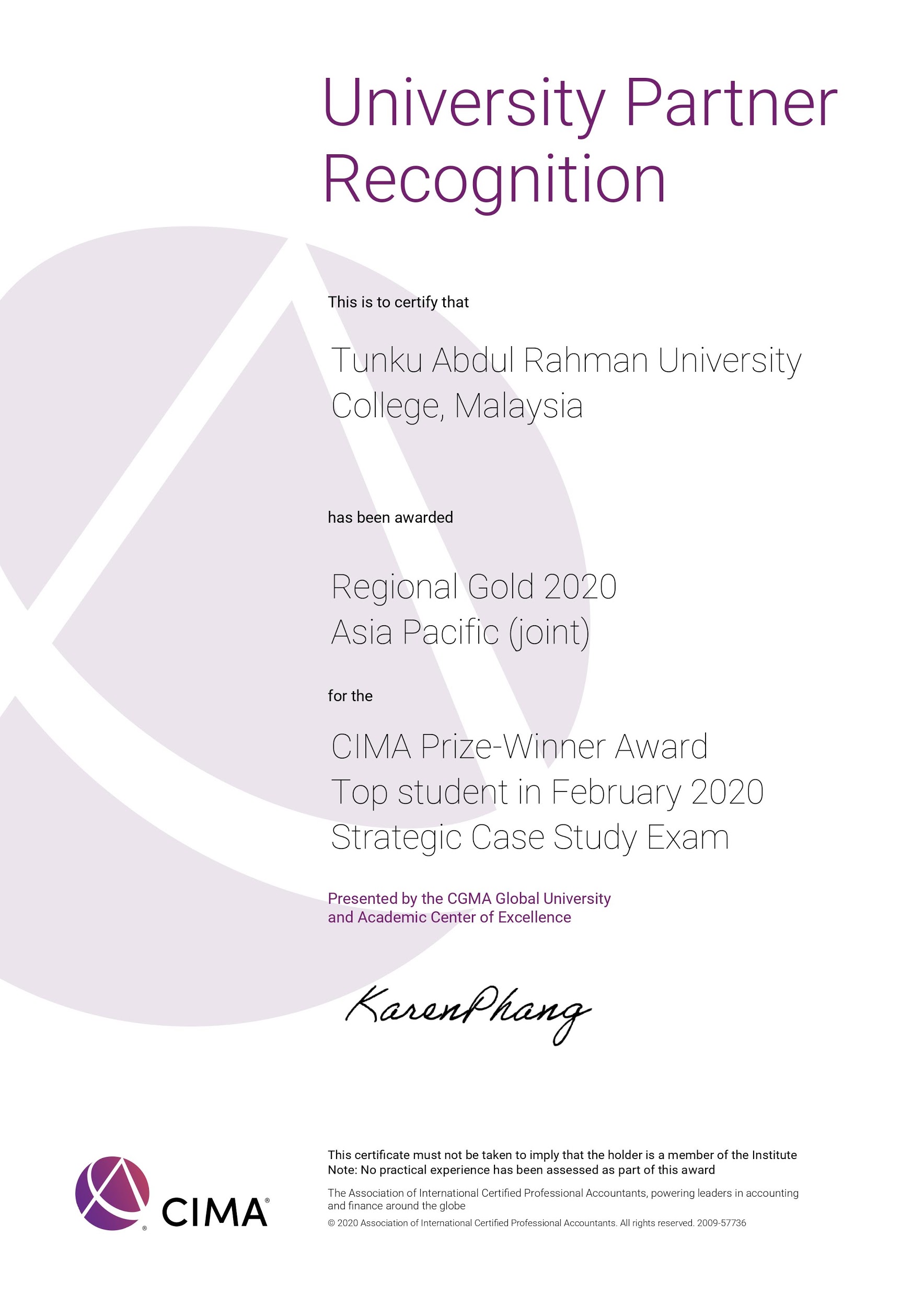 TAR UC Wins CIMA Regional Excellence Award